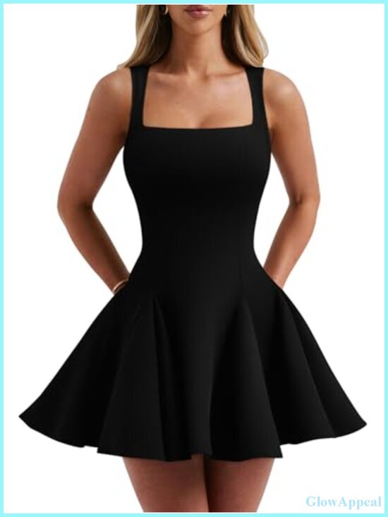Dresses & Skirts - Square Neck Mini Dress Bodycon Sleeveless A-Line Homecoming Party Clubwear